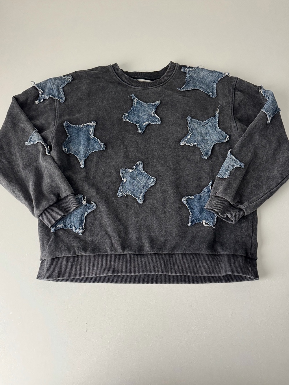 One Teaspoon Patchwork Denim Star Crewneck